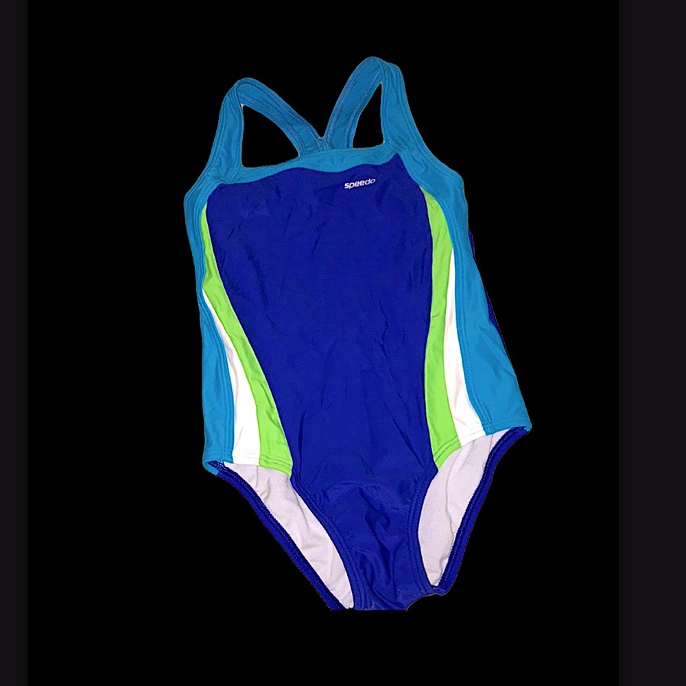 Speedo Girls' Solid Multi Color Splash Splice One Piece Swimsuit (8) #1 Brand